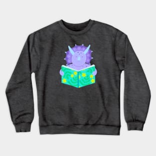 Animals with books part 3 - Triceratops reading floral book Crewneck Sweatshirt